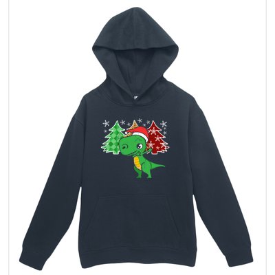 Tree Rex Funny Dinosaur Christmas Santa Hat Xmas Tree Gift Urban Pullover Hoodie