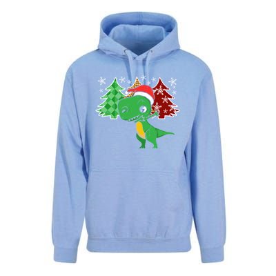 Tree Rex Funny Dinosaur Christmas Santa Hat Xmas Tree Gift Unisex Surf Hoodie