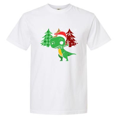 Tree Rex Funny Dinosaur Christmas Santa Hat Xmas Tree Gift Garment-Dyed Heavyweight T-Shirt