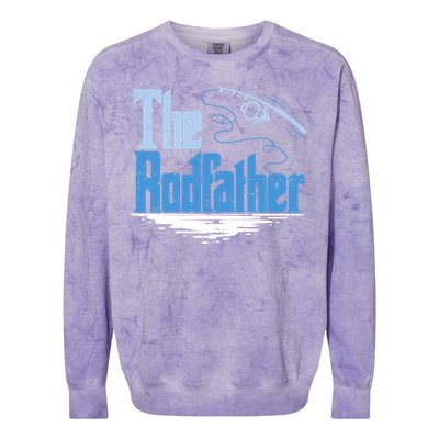 The Rodfather Funny Fishing Parody Gift Meaningful Gift Colorblast Crewneck Sweatshirt