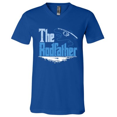 The Rodfather Funny Fishing Parody Gift Meaningful Gift V-Neck T-Shirt