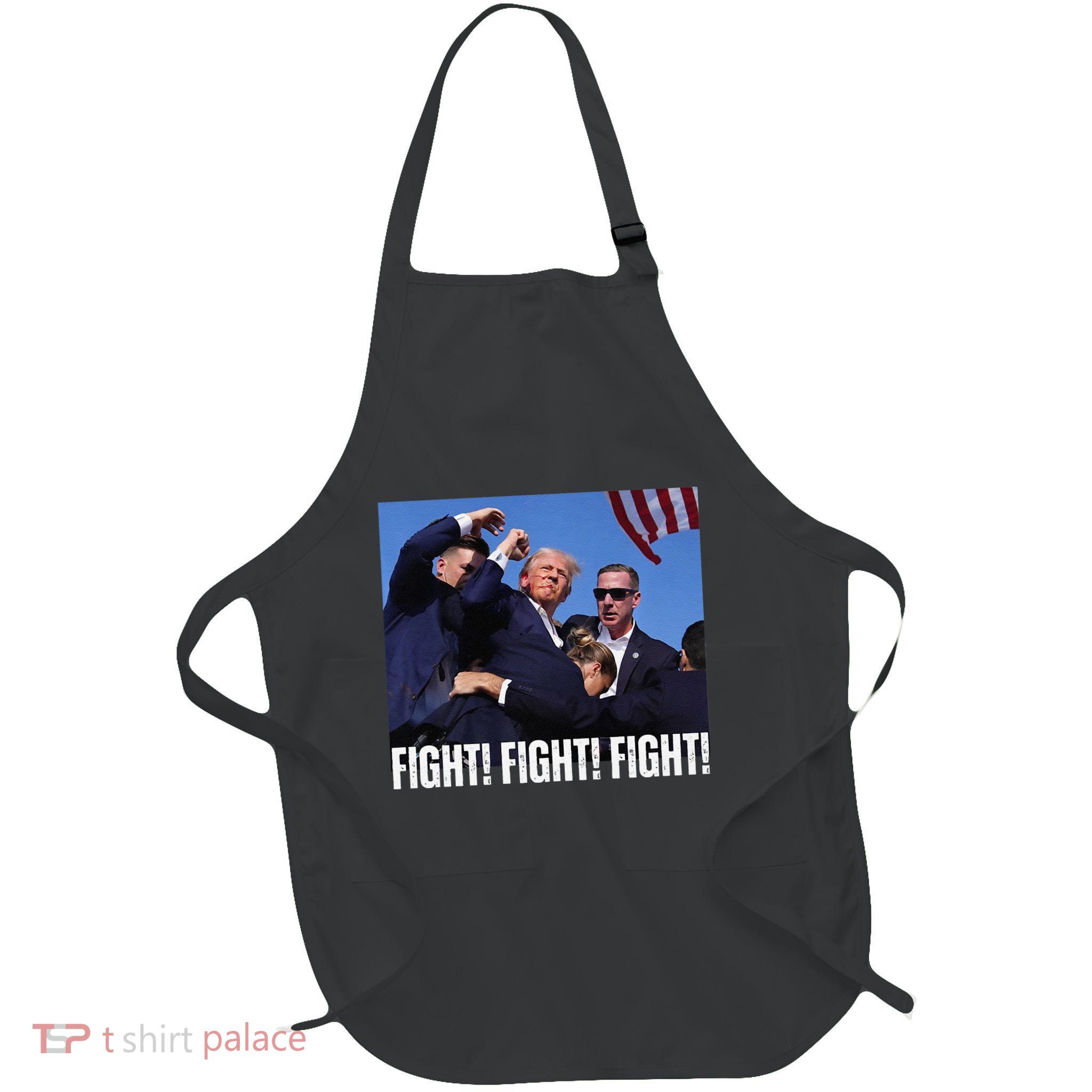 Trump Rally Fight Trump Rally Fight! Fight! Fight! Full-Length Apron With Pockets