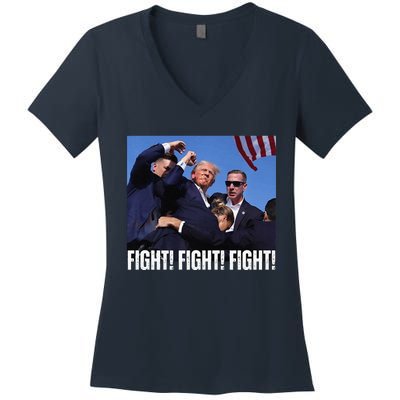 Trump Rally Fight Trump Rally Fight! Fight! Fight! Women's V-Neck T-Shirt