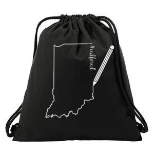 Teacher Red For Ed RedForEd Indiana Pencil Drawing Gift Drawstring Bag