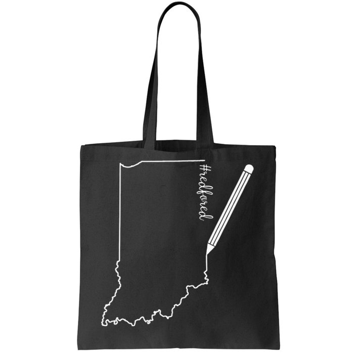 Teacher Red For Ed RedForEd Indiana Pencil Drawing Gift Tote Bag