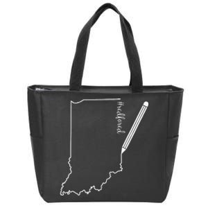 Teacher Red For Ed RedForEd Indiana Pencil Drawing Gift Zip Tote Bag