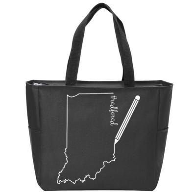 Teacher Red For Ed RedForEd Indiana Pencil Drawing Gift Zip Tote Bag