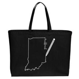 Teacher Red For Ed RedForEd Indiana Pencil Drawing Gift Cotton Canvas Jumbo Tote