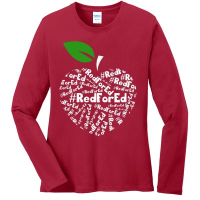 Teacher Red for Ed Teacher Protest Ladies Long Sleeve Shirt