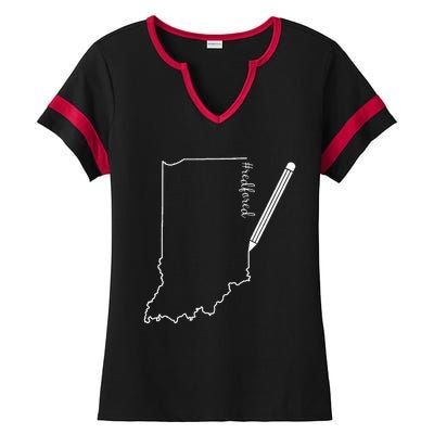 Teacher Red For Ed RedForEd Indiana Pencil Drawing Gift Ladies Halftime Notch Neck Tee