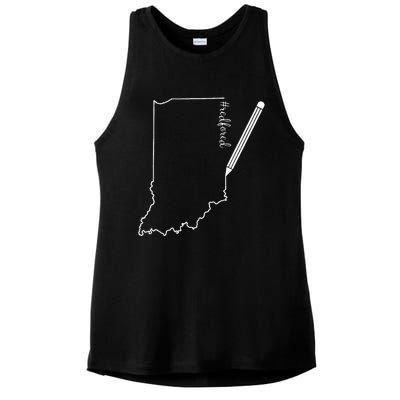 Teacher Red For Ed RedForEd Indiana Pencil Drawing Gift Ladies PosiCharge Tri-Blend Wicking Tank