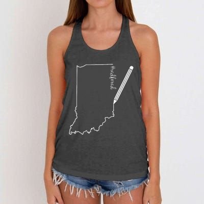 Teacher Red For Ed RedForEd Indiana Pencil Drawing Gift Women's Knotted Racerback Tank