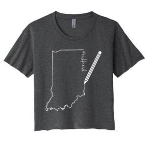 Teacher Red For Ed RedForEd Indiana Pencil Drawing Gift Women's Crop Top Tee