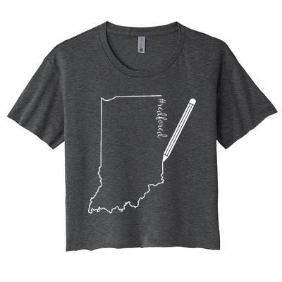 Teacher Red For Ed RedForEd Indiana Pencil Drawing Gift Women's Crop Top Tee