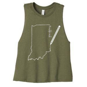 Teacher Red For Ed RedForEd Indiana Pencil Drawing Gift Women's Racerback Cropped Tank