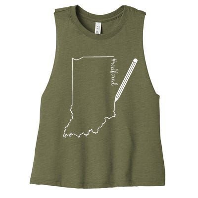 Teacher Red For Ed RedForEd Indiana Pencil Drawing Gift Women's Racerback Cropped Tank