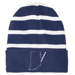 Teacher Red For Ed RedForEd Indiana Pencil Drawing Gift Striped Beanie with Solid Band