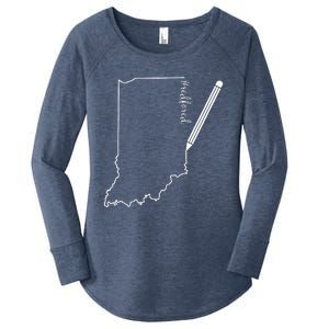 Teacher Red For Ed RedForEd Indiana Pencil Drawing Gift Women's Perfect Tri Tunic Long Sleeve Shirt