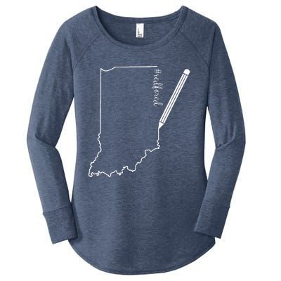 Teacher Red For Ed RedForEd Indiana Pencil Drawing Gift Women's Perfect Tri Tunic Long Sleeve Shirt