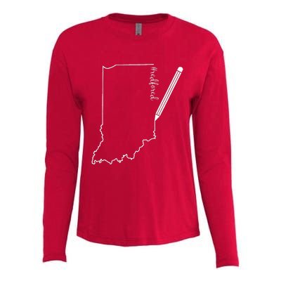 Teacher Red For Ed RedForEd Indiana Pencil Drawing Gift Womens Cotton Relaxed Long Sleeve T-Shirt