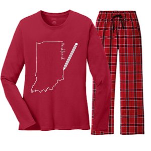 Teacher Red For Ed RedForEd Indiana Pencil Drawing Gift Women's Long Sleeve Flannel Pajama Set 