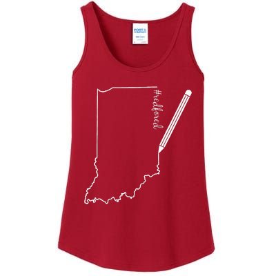 Teacher Red For Ed RedForEd Indiana Pencil Drawing Gift Ladies Essential Tank