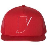 Teacher Red For Ed RedForEd Indiana Pencil Drawing Gift Flat Bill Trucker Hat