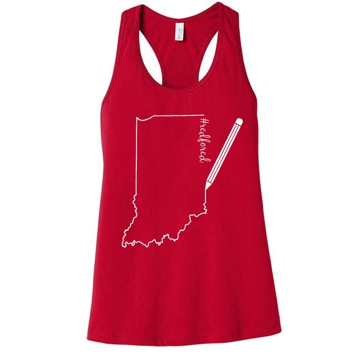 Teacher Red For Ed RedForEd Indiana Pencil Drawing Gift Women's Racerback Tank