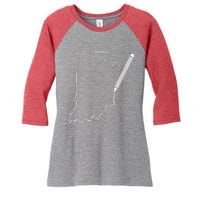 Teacher Red For Ed RedForEd Indiana Pencil Drawing Gift Women's Tri-Blend 3/4-Sleeve Raglan Shirt