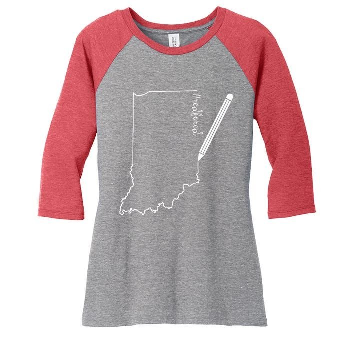 Teacher Red For Ed RedForEd Indiana Pencil Drawing Gift Women's Tri-Blend 3/4-Sleeve Raglan Shirt