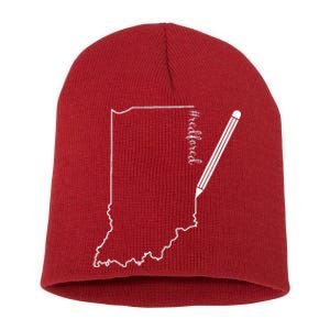 Teacher Red For Ed RedForEd Indiana Pencil Drawing Gift Short Acrylic Beanie