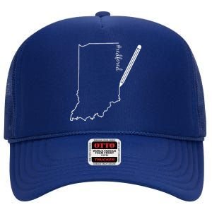 Teacher Red For Ed RedForEd Indiana Pencil Drawing Gift High Crown Mesh Back Trucker Hat