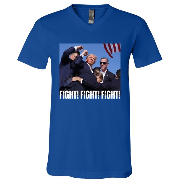 Trump Rally Fight Trump Rally Fight! Fight! Fight! Gift V-Neck T-Shirt