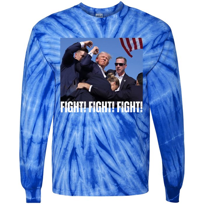 Trump Rally Fight Trump Rally Fight! Fight! Fight! Gift Tie-Dye Long Sleeve Shirt