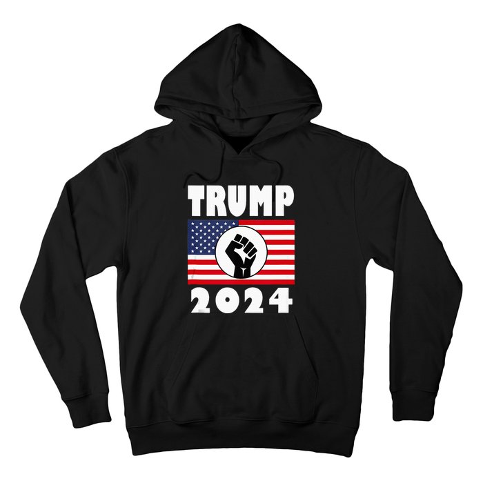 Trump Raised Fist Trump 2024 American Flag Patriot Hoodie