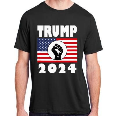 Trump Raised Fist Trump 2024 American Flag Patriot Adult ChromaSoft Performance T-Shirt