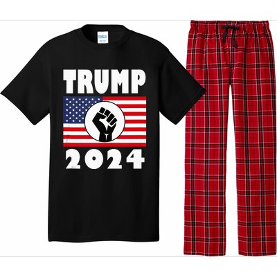 Trump Raised Fist Trump 2024 American Flag Patriot Pajama Set