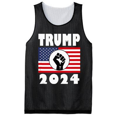 Trump Raised Fist Trump 2024 American Flag Patriot Mesh Reversible Basketball Jersey Tank