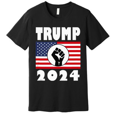 Trump Raised Fist Trump 2024 American Flag Patriot Premium T-Shirt