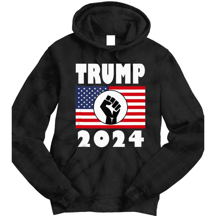 Trump Raised Fist Trump 2024 American Flag Patriot Tie Dye Hoodie