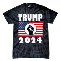 Trump Raised Fist Trump 2024 American Flag Patriot Tie-Dye T-Shirt