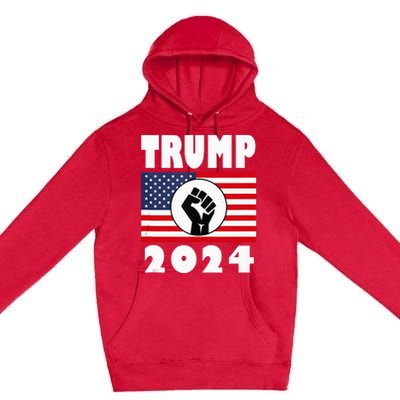 Trump Raised Fist Trump 2024 American Flag Patriot Premium Pullover Hoodie