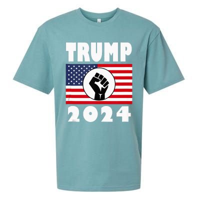 Trump Raised Fist Trump 2024 American Flag Patriot Sueded Cloud Jersey T-Shirt