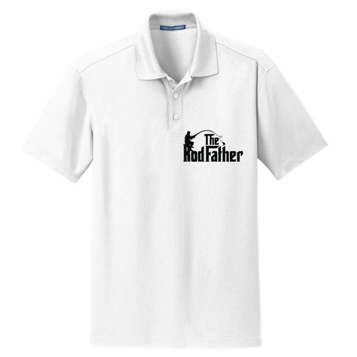 The Rodfather Funny Father’S Day Fisherman Dad Dry Zone Grid Polo