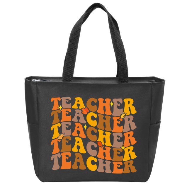 Teacher Retro Fall Cute Gift Zip Tote Bag