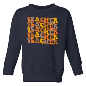 Teacher Retro Fall Cute Gift Toddler Sweatshirt