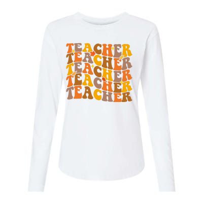 Teacher Retro Fall Cute Gift Womens Cotton Relaxed Long Sleeve T-Shirt