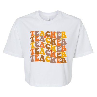 Teacher Retro Fall Cute Gift Bella+Canvas Jersey Crop Tee