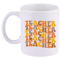 Teacher Retro Fall Cute Gift 11oz C Handle Ceramic Mug