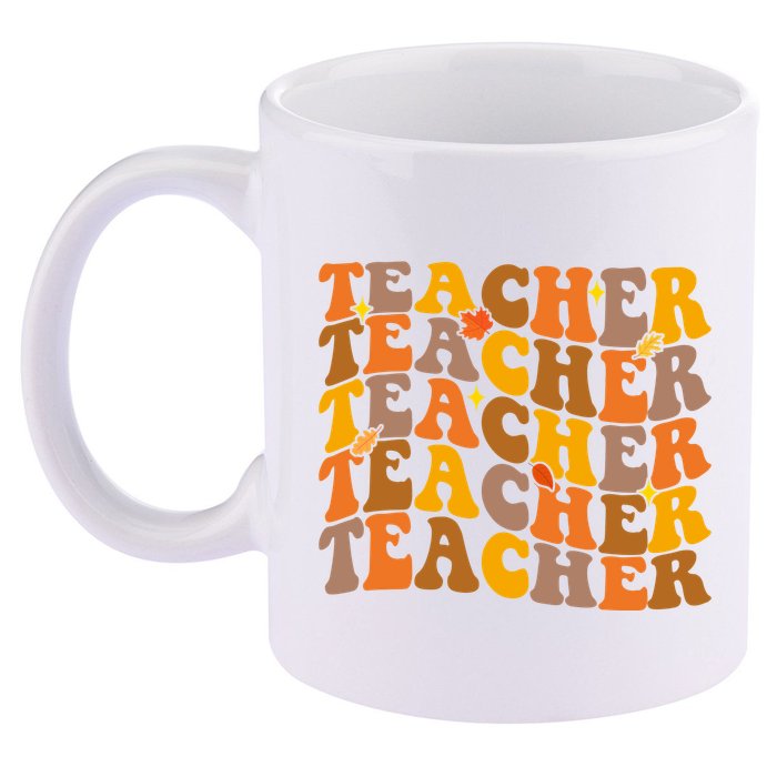 Teacher Retro Fall Cute Gift 11oz C Handle Ceramic Mug